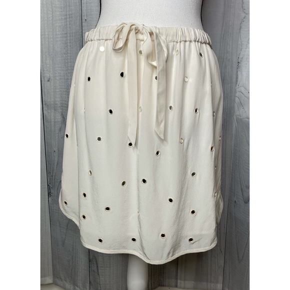Club Monaco Silk Embellished Mini Skirt Mirrors Pull-On Ivory Sz 6 - Picture 3 of 8
